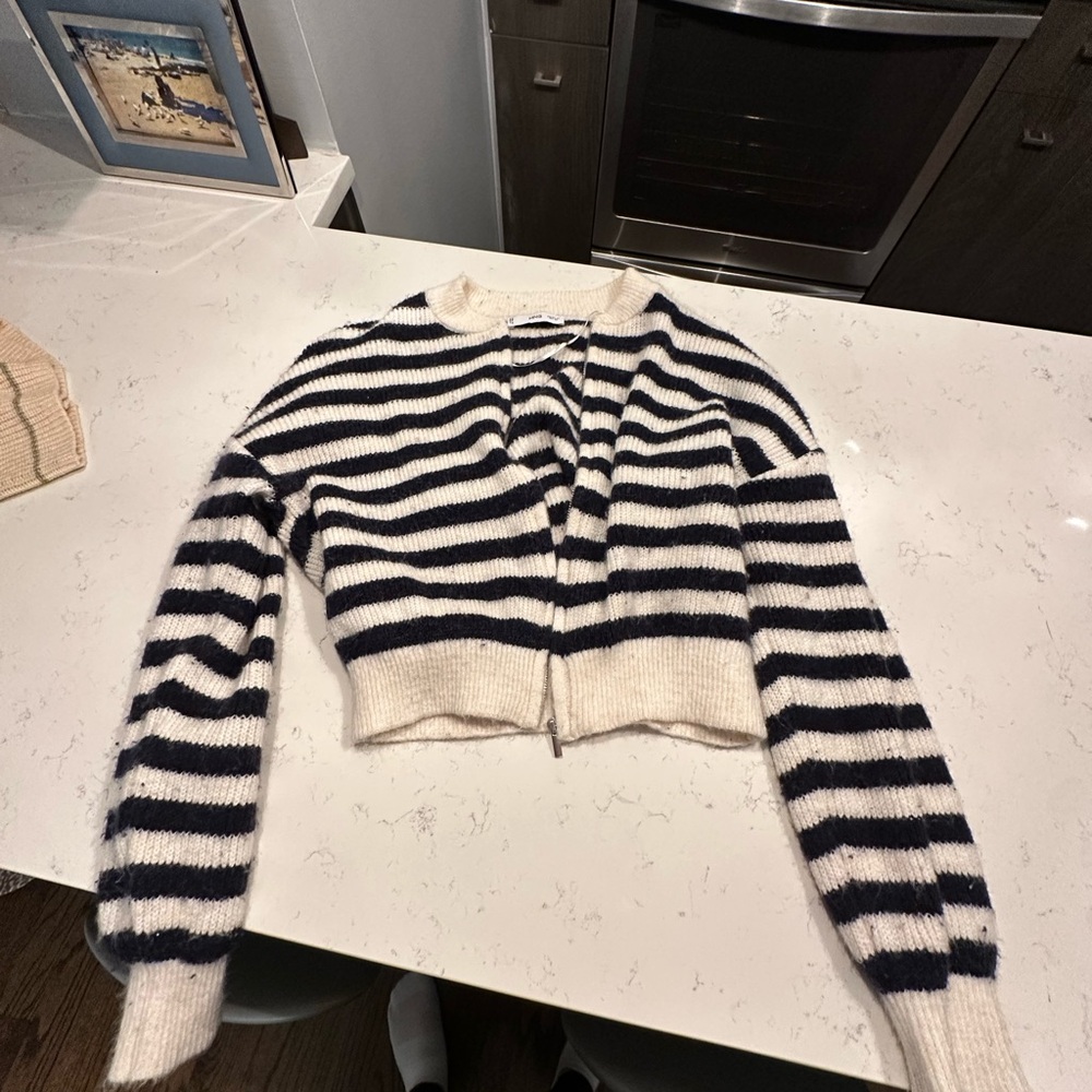 Striped Navy and White Women's Sweater